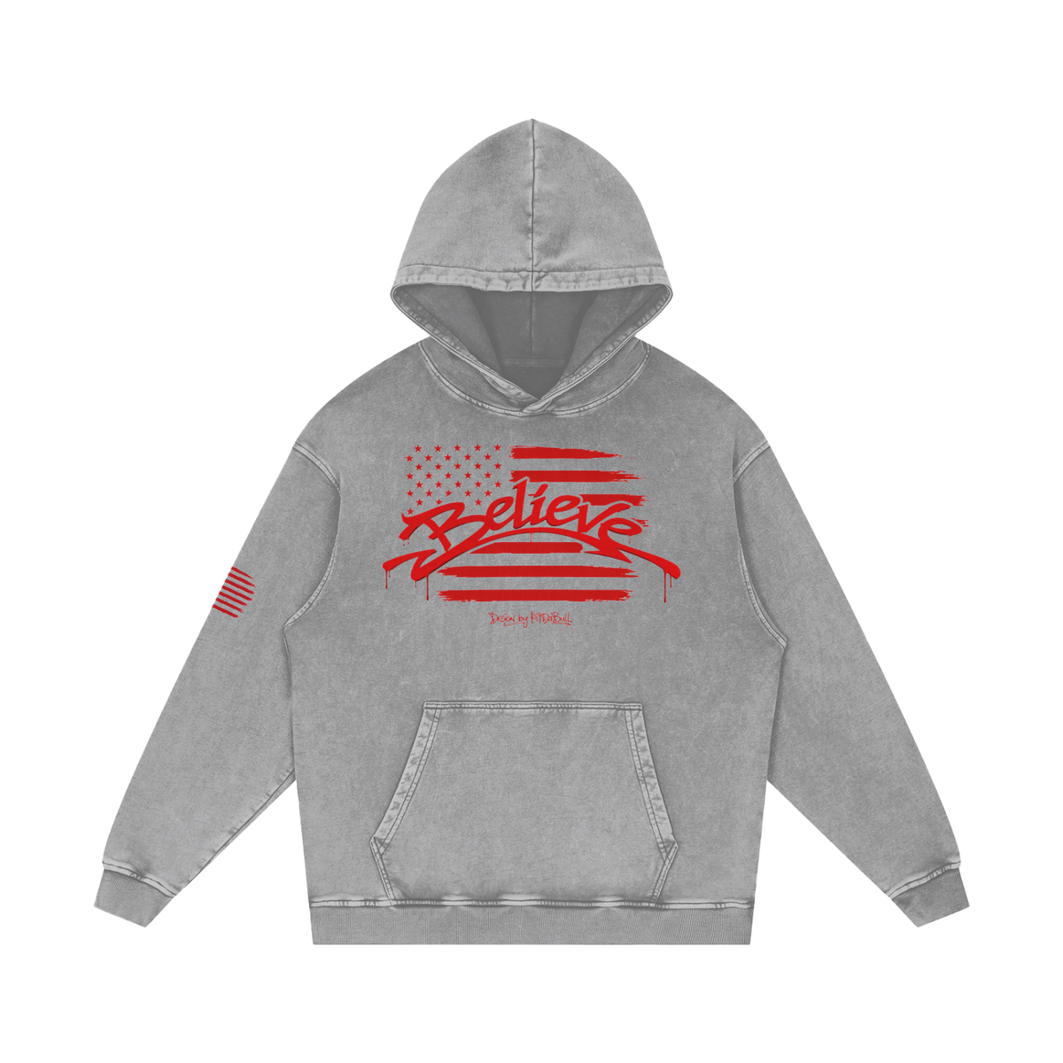 Snow Washed Loose Cotton Hoodie