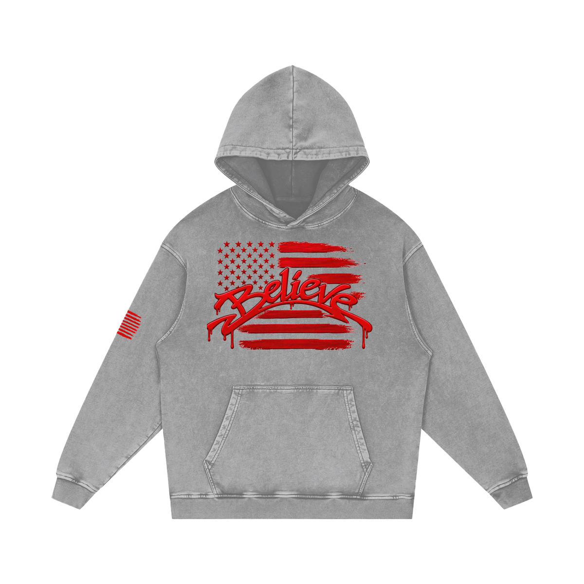 Snow Washed Loose Cotton Hoodie