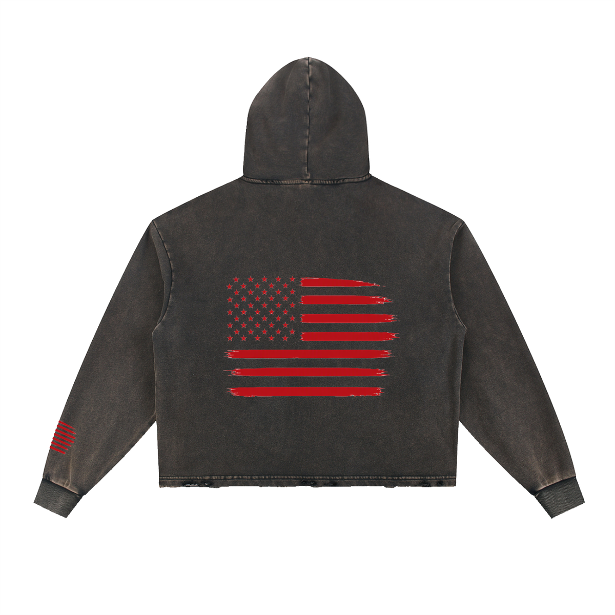 Vintage Washed Frayed-Hem Hoodie