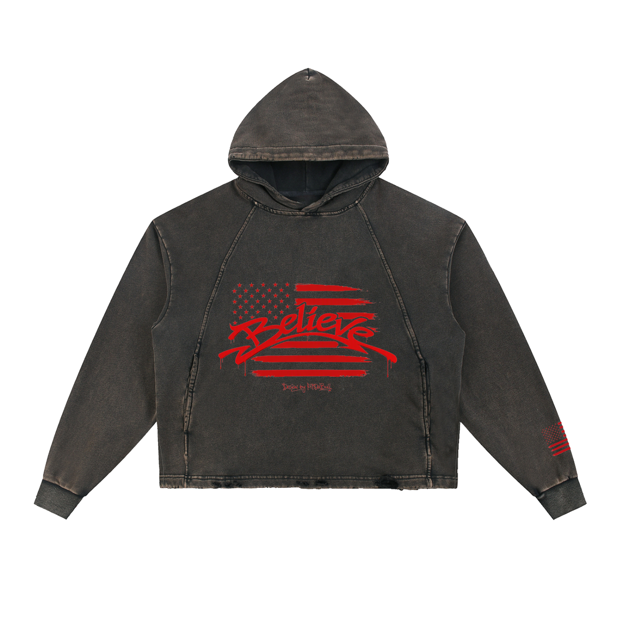 Vintage Washed Frayed-Hem Hoodie