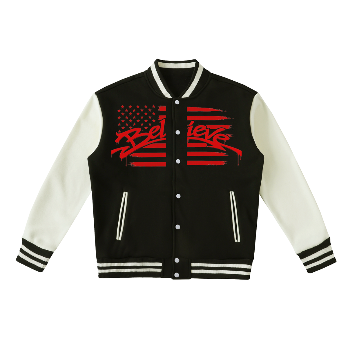 Two-Tone Fleeced Varsity Jacket