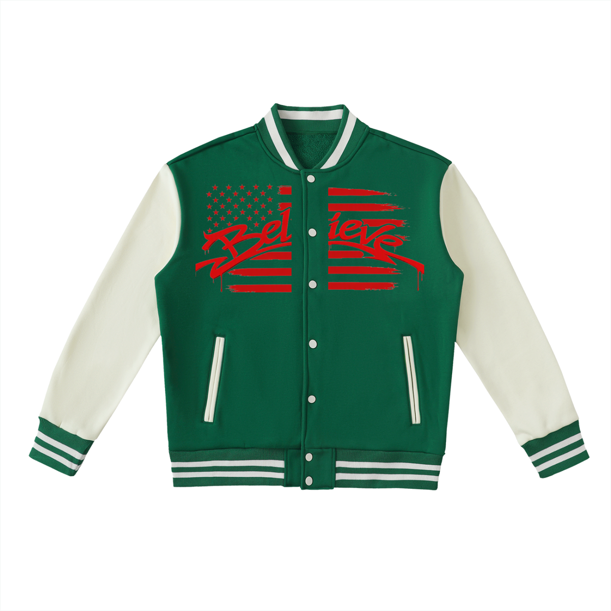 Two-Tone Fleeced Varsity Jacket