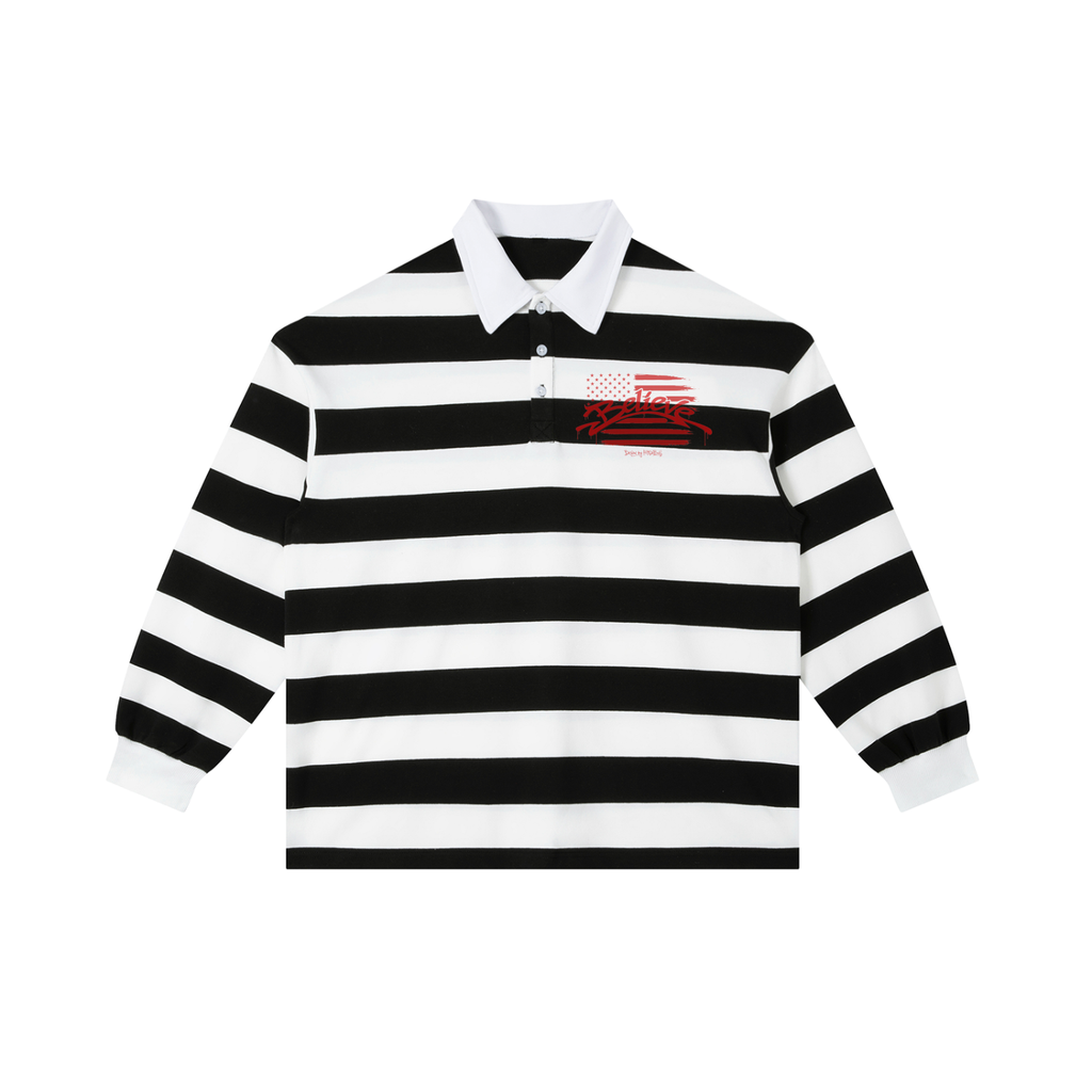 Color Block Stripe Polo Shirt